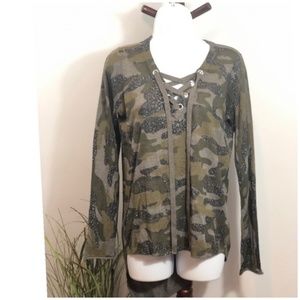 Democracy Camo hi-low Top